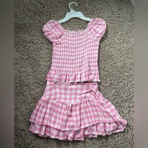 Skirt set link and white check size 10 tahari